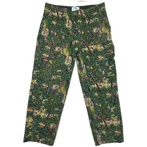 Vintage Bushlan Pants Mens 35x28 Green Camo Cargo Canvas Hunting Mexico 80s